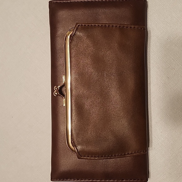 Beautiful Buxton Heiress Brown Leather RFID Long Wallet, Kisslock Pouch EUC - Picture 6 of 16